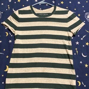 Lucky Brand green and heathered white striped tee
